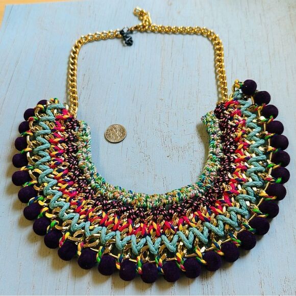 MGB Crocheted Colorful Boho Statement Necklace - Picture 1 of 4